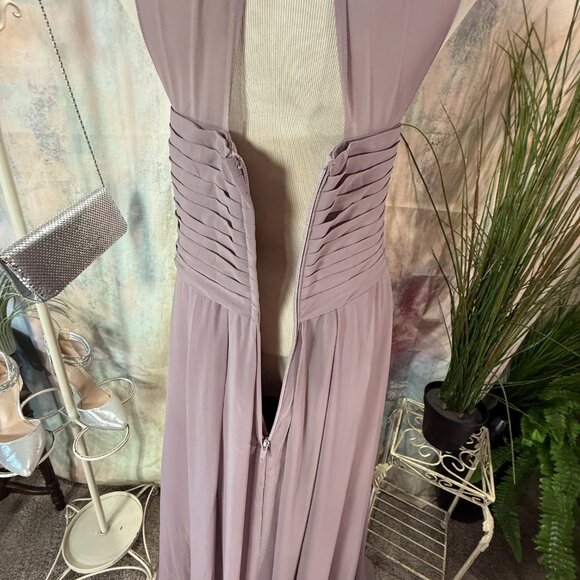 NEW 📌Azazie Pleated Keyhole Back Halter Neckline Chiffon Bridesmaid -Prom Dress - Picture 9 of 15